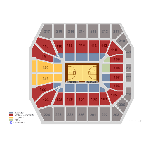 Mapa de asientos – Xfinity Center - MD