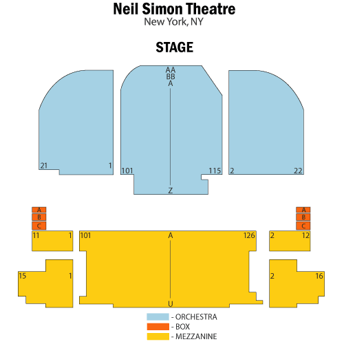 Mapa de asientos – Neil Simon Theatre