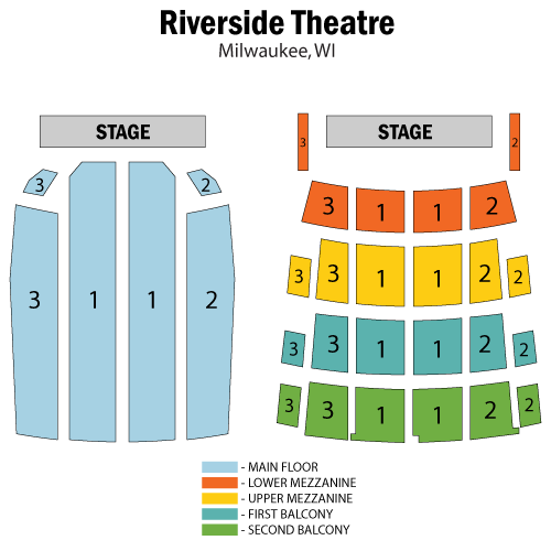 Mapa de asientos – Riverside Theater - WI