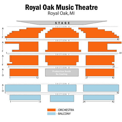 Mapa de asientos – Royal Oak Music Theatre