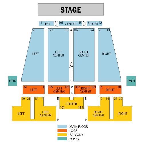 Mapa de asientos – Stranahan Theatre