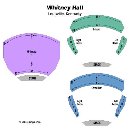 Mapa de asientos – Kentucky Center - Whitney Hall