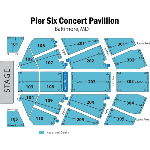 Seating chart – Pier Six Pavilion