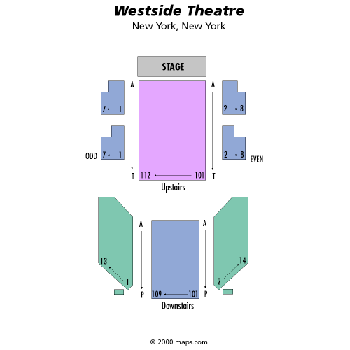 Mapa de asientos – Westside Theatre Upstairs - NY