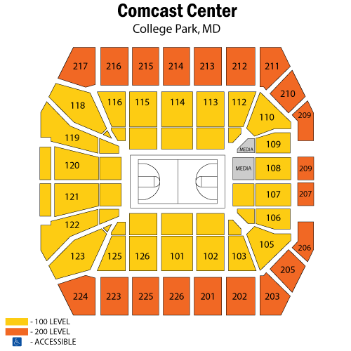 Mapa de asientos – Xfinity Center - MD
