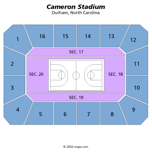 Mapa de asientos – Cameron Indoor Stadium