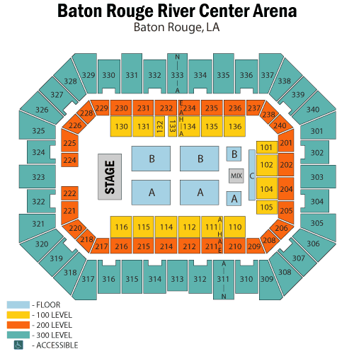 Seating chart – Raising Canes River Center Arena