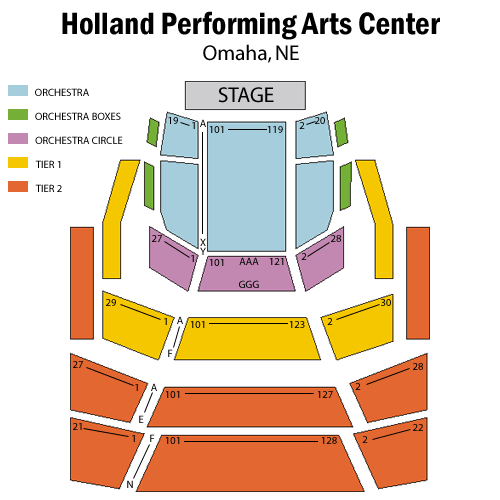 Mapa de asientos – Holland Performing Arts Center