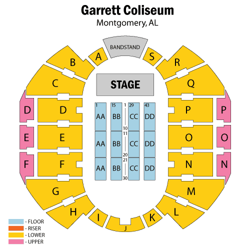Seating chart – Garrett Coliseum