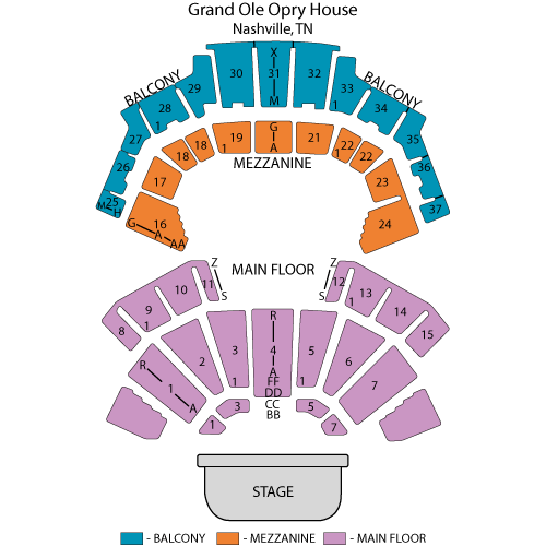 Mapa de asientos – Grand Ole Opry House