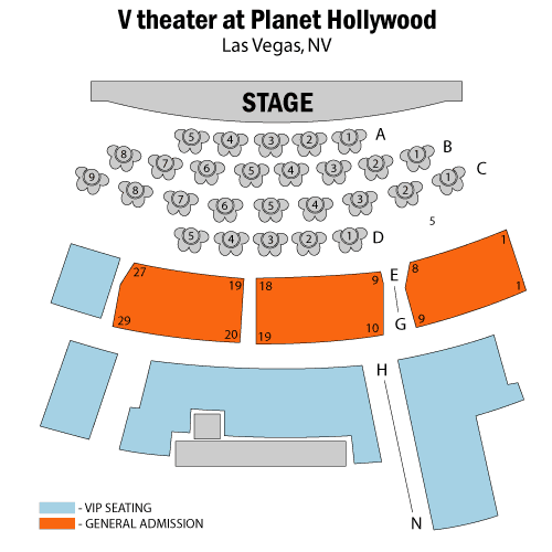 Mapa de asientos – V theater at Planet Hollywood Las Vegas