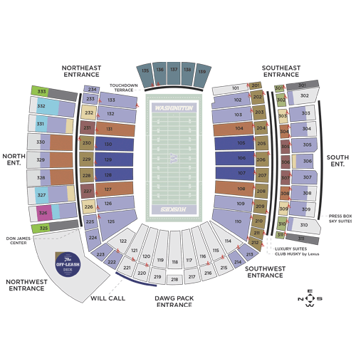 Mapa de asientos – Husky Stadium-WA