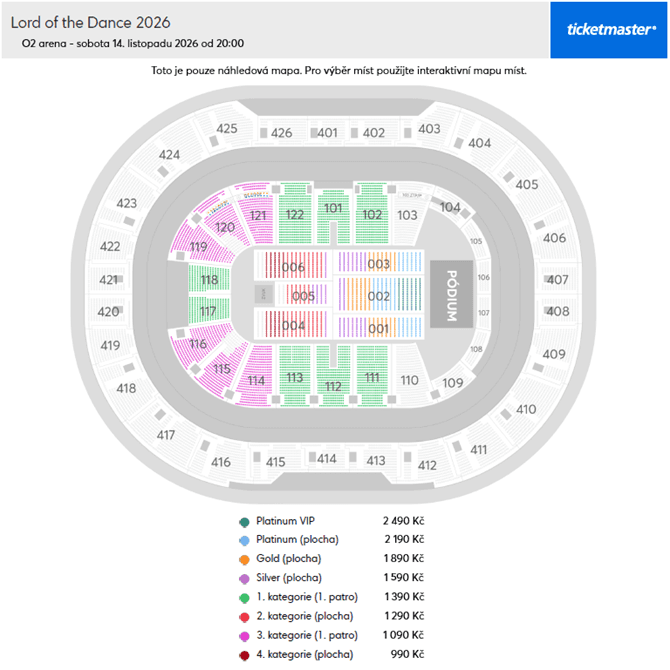 Seating chart – O2 Arena