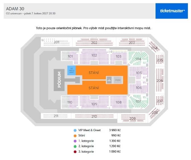 Seating chart – O2 universum