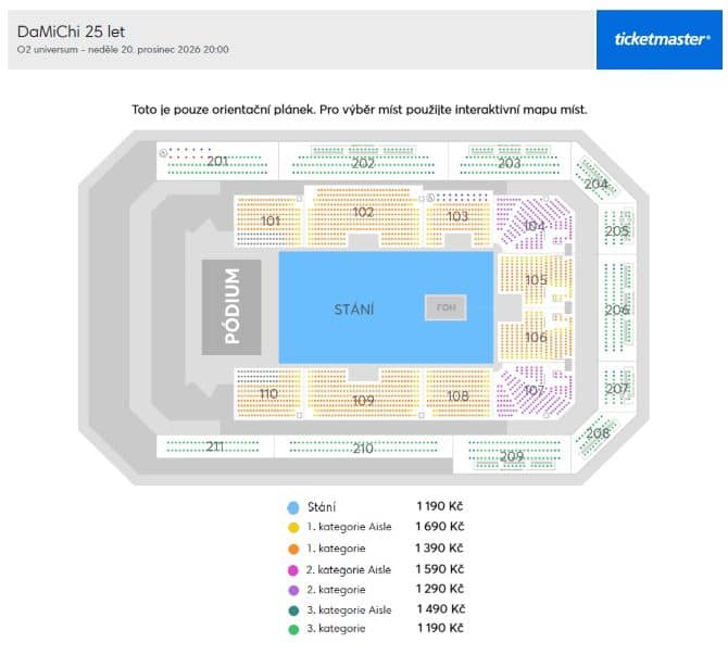 Seating chart – O2 universum