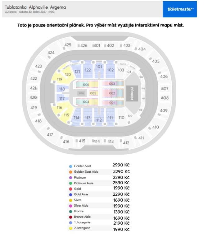 Seating chart – O2 Arena