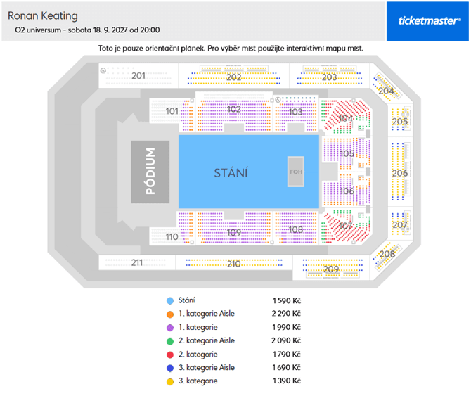 Seating chart – O2 universum