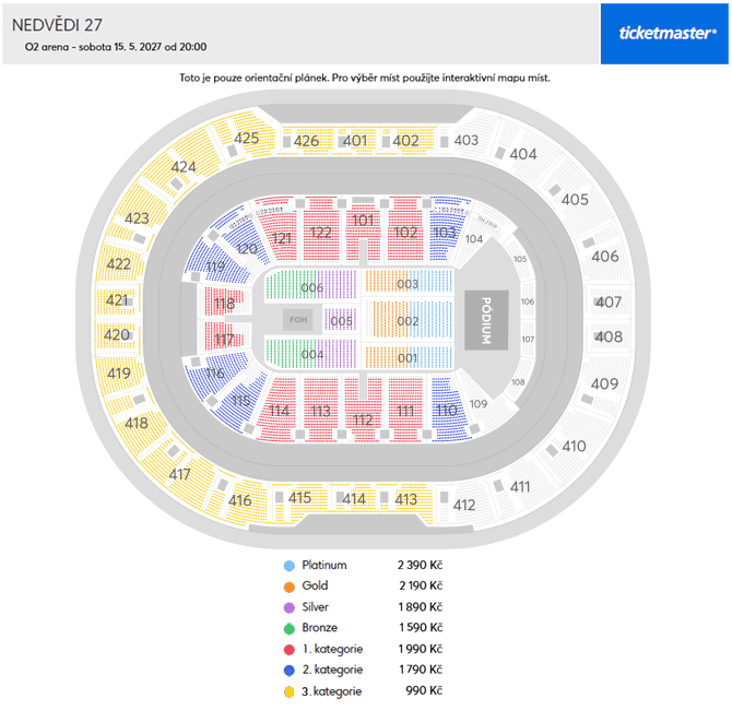 Seating chart – O2 Arena