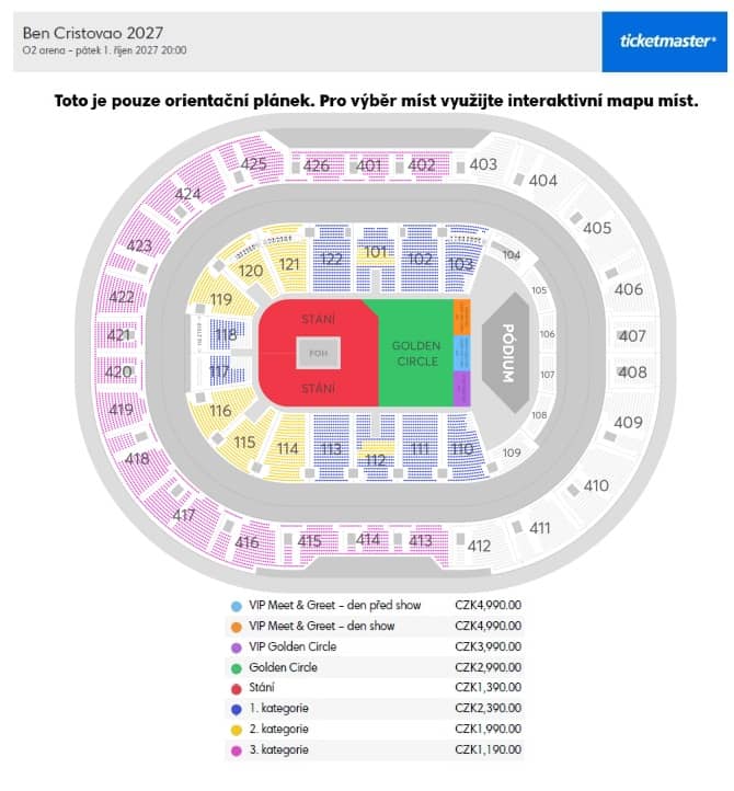 Seating chart – O2 Arena