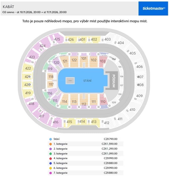 Seating chart – O2 Arena