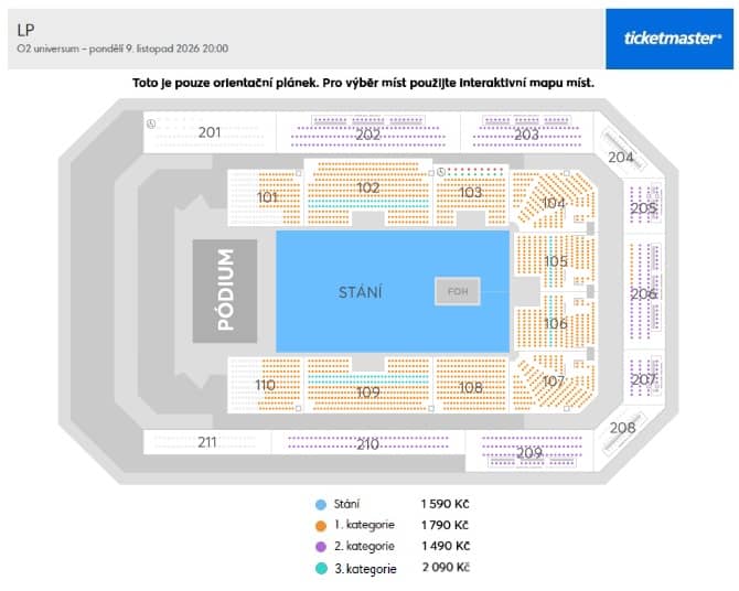 Seating chart – O2 universum