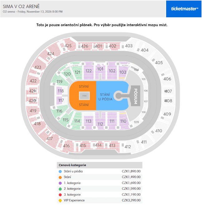 Seating chart – O2 Arena