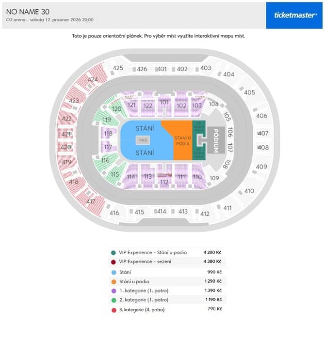 Seating chart – O2 Arena