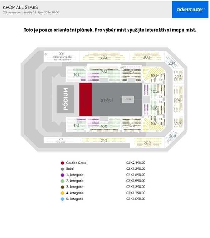 Seating chart – O2 universum
