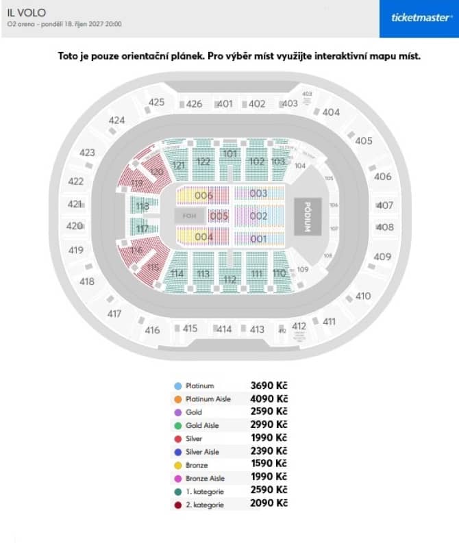 Seating chart – O2 Arena