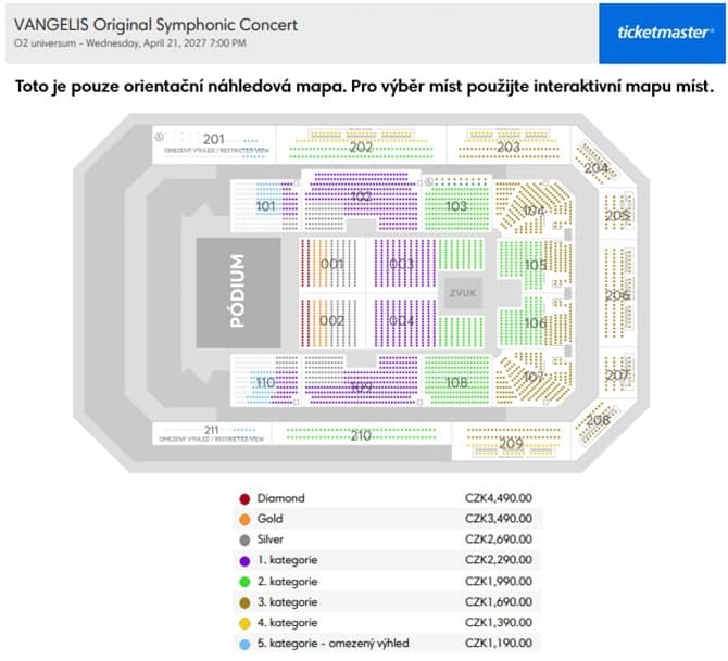 Seating chart – O2 universum