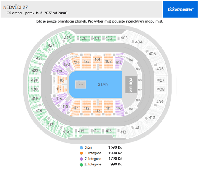 Seating chart – O2 Arena