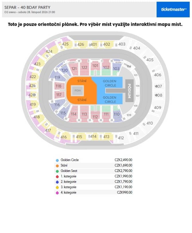 Seating chart – O2 Arena