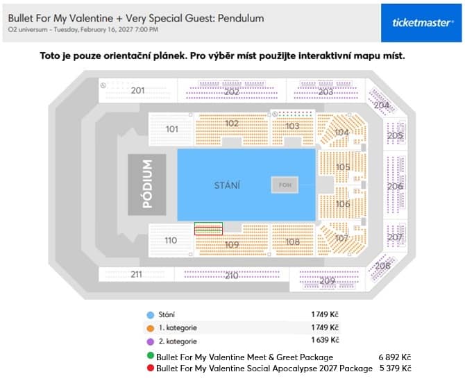 Seating chart – O2 universum