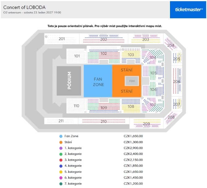 Seating chart – O2 universum