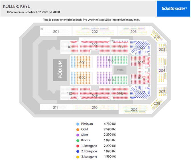 Seating chart – O2 universum