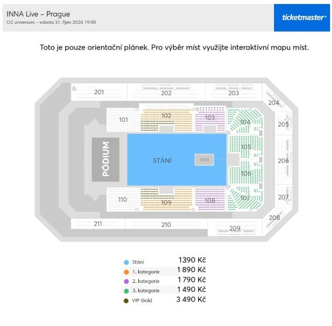 Seating chart – O2 universum