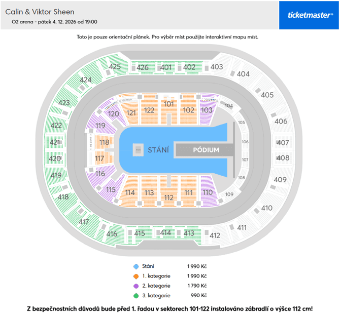 Seating chart – O2 Arena