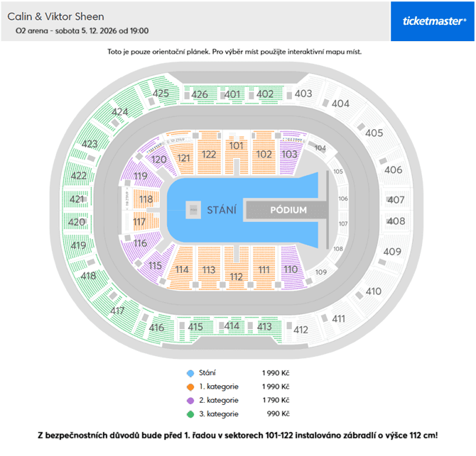 Seating chart – O2 Arena