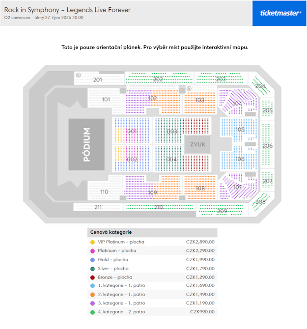 Seating chart – O2 universum