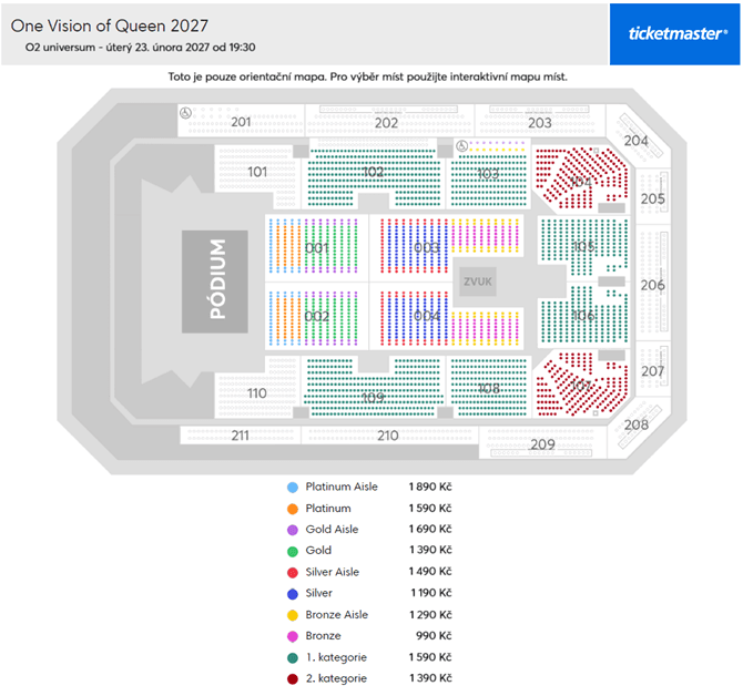 Seating chart – O2 universum