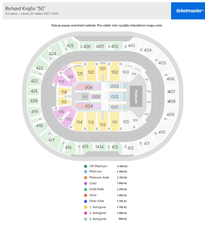 Seating chart – O2 Arena