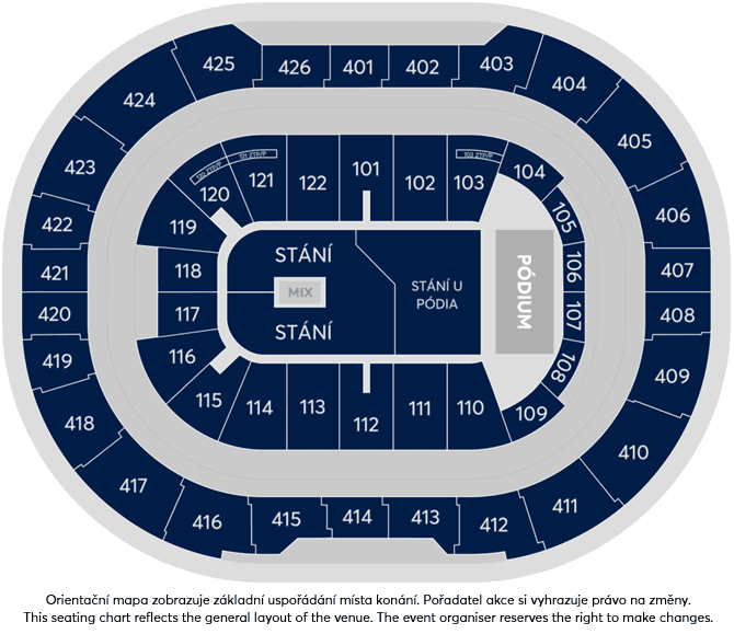 Plánek sálu – O2 Arena