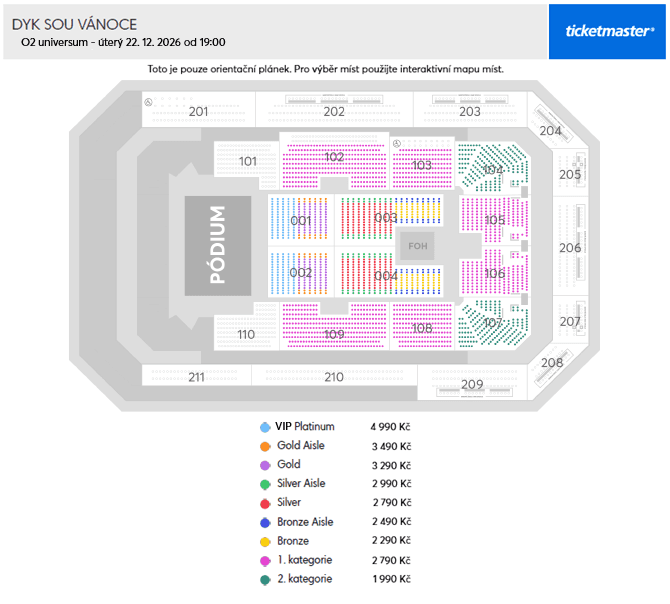 Seating chart – O2 universum