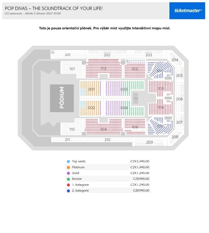 Seating chart – O2 universum