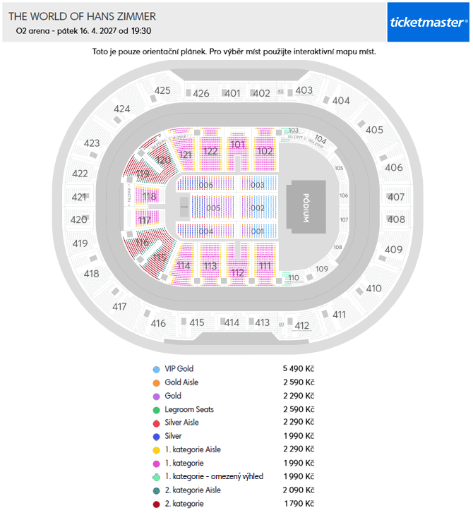 Seating chart – O2 Arena