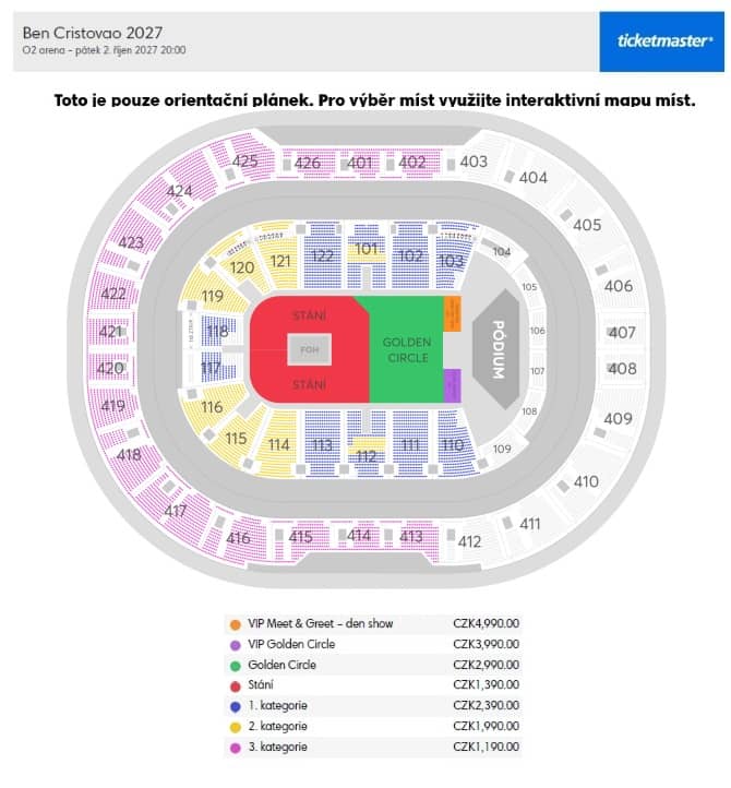 Seating chart – O2 Arena