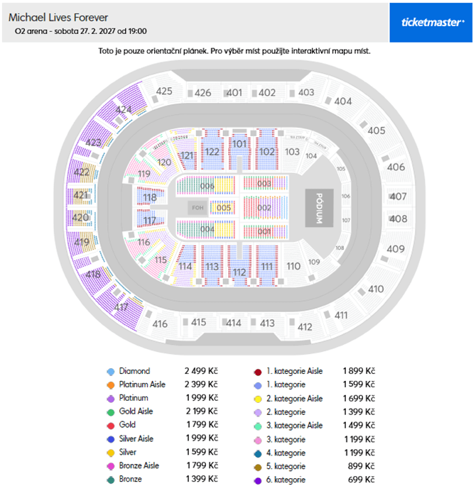 Seating chart – O2 Arena