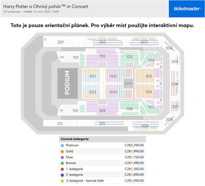 Seating chart – O2 universum