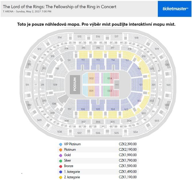 Seating chart – T ARENA