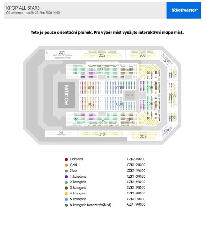 Seating chart – O2 universum